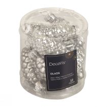Artikel Julekogler glaskegler glasdekoration sølv H6,5cm 10 stk