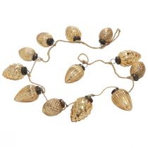 Artikel Glaskegle guirlande hængende dekoration juleguld 120cm