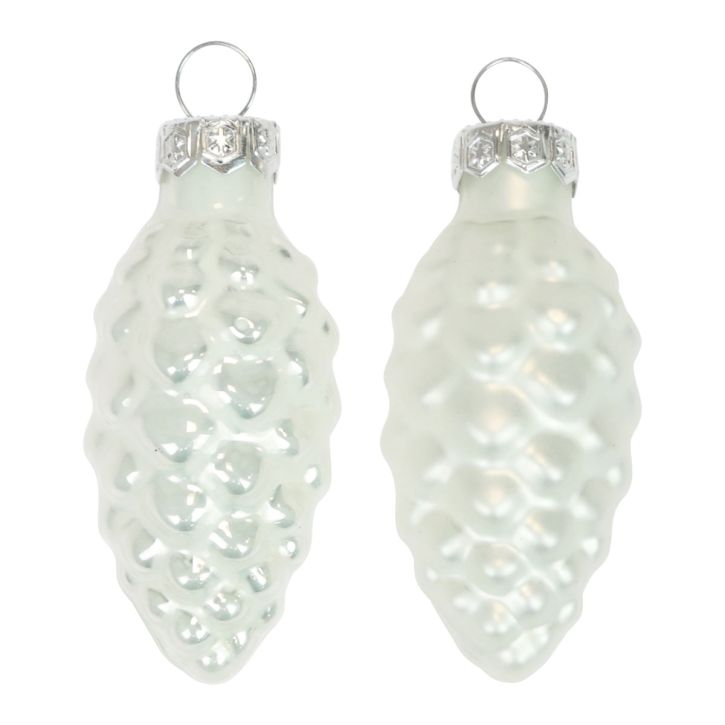 Glaskegler julepynt glas hvid Ø2,5cm 6cm 10stk