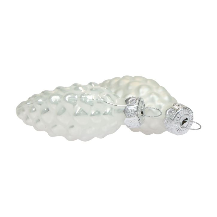 Glaskegler julepynt glas hvid Ø2,5cm 6cm 10stk