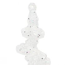 Artikel Glitter istapper til ophængning af vinterdekoration hvid 24cm 8stk