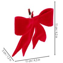 Artikel Dekorativ rød sløjfe med klips. Alsidig juledekoration. 11 cm, 4 stk.