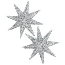 Glitter stjerne sølv Ø10cm 12stk