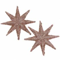 Artikel Stjerne glitter rosa guld 10cm 12 stk