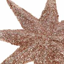 Artikel Stjerne glitter rosa guld 10cm 12 stk