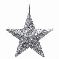 Artikel Glitterstjerne sølv 9,5/5cm 18 stk