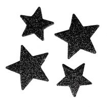 Glitter stjerner sort 4-5cm 40stk