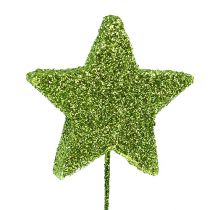 Glitter stjerner på trådgrøn 5cm 48st