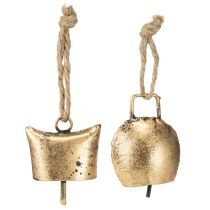 Artikel Klokker juletræspynt metal vintage guld 5 cm 8 stk.