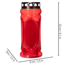 Artikel Gravlys rødt, låg sort, mindelys 4 dage 23 cm