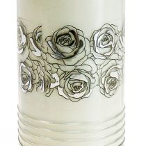 Artikel Gravlys roser hvidt sørgelys Ø7cm H23,5cm 100h 2stk