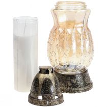 Artikel Gravlys glasranker roser H26cm Ø12cm tonet guld 24-30h
