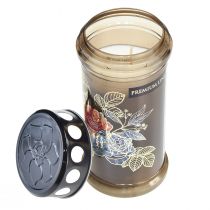 Artikel Gravlys motiv stearinlys blomster Ø7,5cmH16,5cm 3 dage 3 stk.