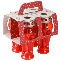 Artikel Røde gravlys/lys, 18 timers brændetid, Ø9 cm H19 cm, 4 stk.