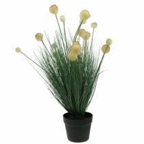 Artikel Græs med blomster i en pot kunstig gul 70 cm