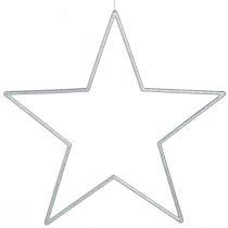 Artikel Store dekorative stjerner sølvglimmer dekoration til ophæng 24cm 6 stk
