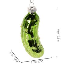 Artikel Glasjuleagurk, juletræspynt til ophængning, 7 cm, 4 stk.