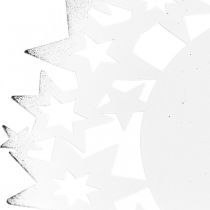 Juletallerken metal dekorativ tallerken med stjerner hvid Ø34cm