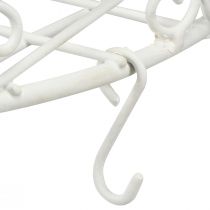 Artikel Hængende dekorationsmetalbakke med kroge i hvid Ø29,5cm H55cm