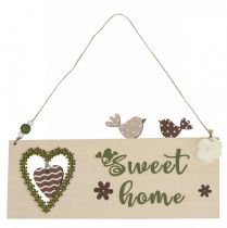 Artikel Vinduesdekoration, hængende dekoration, Sweet Home træskilt, 25 cm, 2 stk.