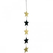 Julepynt stjernevedhæng guld sort 5 stjerner 78cm