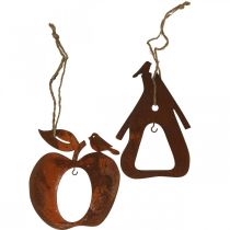 Deco bøjle metal æble pære patina dekoration 23/24cm 2stk