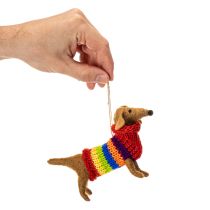 Artikel Dekorativ gravhund til juletræ, 16 cm, 2 stk.