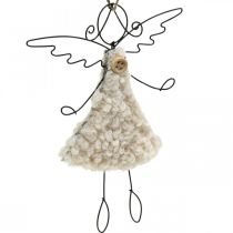 Englevedhæng juleengel sort, cremefarvet 13,5cm 4stk
