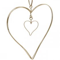 Dekorativt hjerte til ophængning, ophængning af dekoration metalhjerte gyldent 6 stk