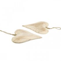 Artikel Træhjerte, dekorativt hjerte til ophæng, hjertedekoration H16cm 2 stk