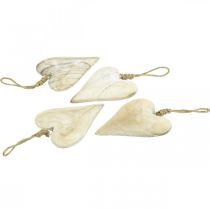 Artikel Træhjerte, dekorativt hjerte til ophæng, hjertedekoration H10cm 4 stk