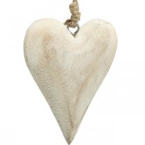 Hjerte af træ, dekorativt hjerte til ophæng, hjertedekoration H13cm 4stk