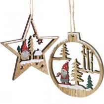 Julevedhæng juletræspynt nisse 8/10cm 12stk