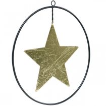 Julepynt stjernevedhæng gylden sort 12,5cm 3stk