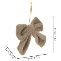 Artikel Dekorativ plyssløjfe med ophæng, 16 cm, 3 stk.