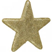 Julepynt stjernevedhæng gylden glitter 18,5cm 4stk