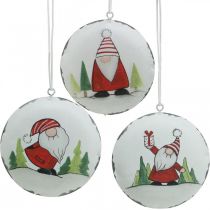 Julevedhæng nisse metal træ dekoration Ø8cm 6stk