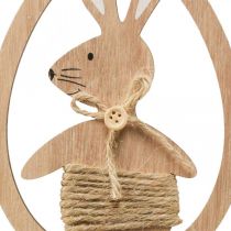 Dekorativt vedhæng i træ påskedekoration kanin i ægget 9×1,5×23cm 6 stk.