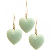 Træ hjerte deco bøjle hjerte lavet af træ deco grøn 12cm 3 stk