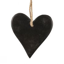 Hængende dekoration skiferhjerte dekorative hjerter sort 10,5cm 4stk