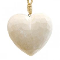 Træ hjerte deco bøjle deco hjerte til at hænge op hvid 12cm 3 stk