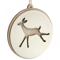 Artikel Vedhæng med rådyr, dekorationsmedaljon, trædekoration, advent Ø9,5cm 6 stk.