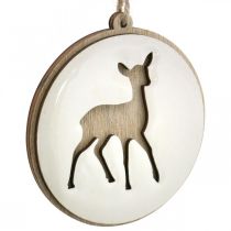 Artikel Vedhæng med rådyr, dekorationsmedaljon, trædekoration, advent Ø9,5cm 6 stk.