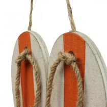 Deco flip flops hængende dekoration maritim orange/blå H15cm 3stk