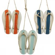 Artikel Dekorative flip flops hængende dekoration maritim orange/blå H15cm 3 stk