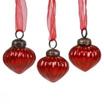 Julepynt glas dekorative bøjler glas rød 3,5×4cm 12stk