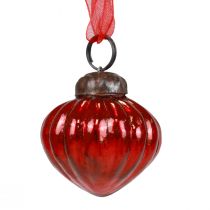 Julepynt glas dekorative bøjler glas rød 3,5×4cm 12stk