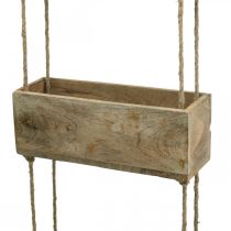 Plantekasser på reb, hængehylde til plantning, trædekoration naturfarver L98cm B30cm