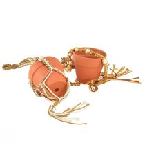 Artikel Makrame hængepotte hængepotte ler Ø12,5cm H75cm 2stk