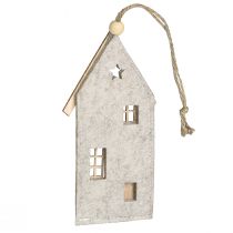 Artikel Julepynt af filthuse, beige, 15 cm, sæt med 6